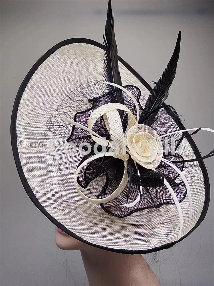 Wedding Pillbox Fascinator Hat Fashion Flower Headwear Women Formal Dress Party Royal Ascot Hair Accessories Feather Chapeau