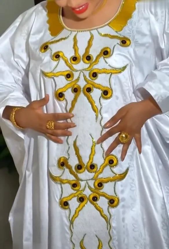 Traditional Embroidery African Dress | Church & Wedding Women's Outfit