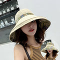 Hat Women's Summer Big Edge Double-Sided Sunshade Bucket Hat Korean Version Versatile Ethnic Style Travel Sun Protection Cap