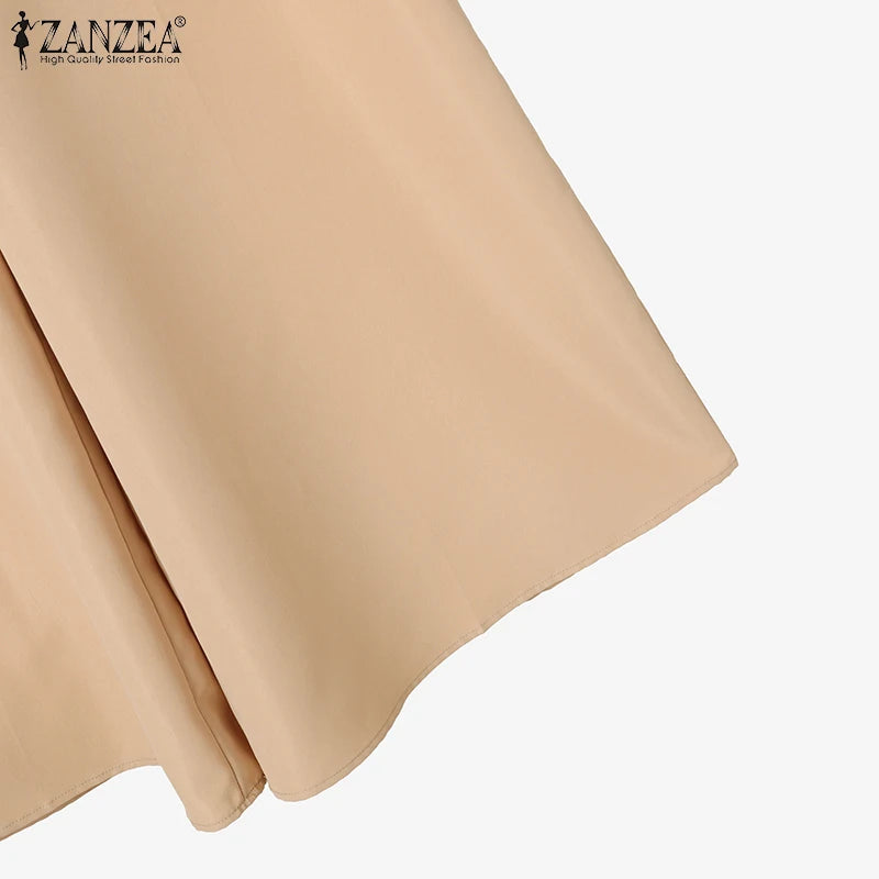 ZANZEA Elegant 2 Pieces Pant Sets Long Sleeve Belted Lightweight Blazer & Wide Leg Pant 2pcs Suits Office Lady Commuting Sets