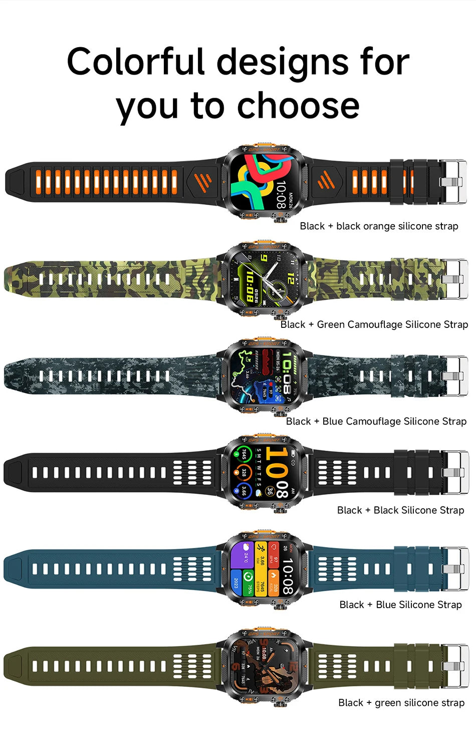 Military GPS Smartwatch Men | 2.01" AMOLED Flashlight Bluetooth 3ATM Waterproof