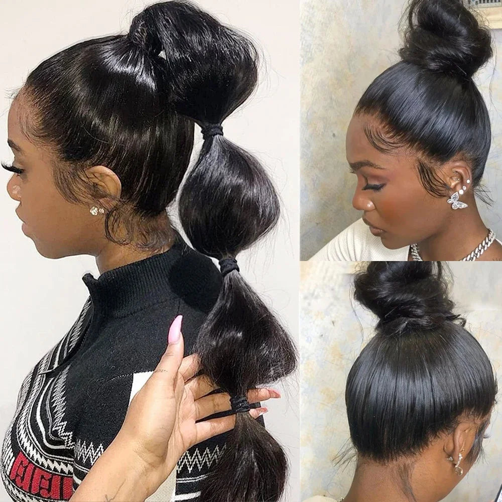 40 Inch Straight Drawstring 360 Full Lace Wig Human Hair 100% 13x6 HD Transparent Lace Frontal Wigs 5x5 Glueless Wigs For Women