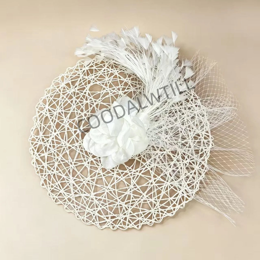 Hot Pink Wedding Fascinator Hat Ladies Cocktail Race Derby Headwear Ladies Women Mesh Feather Hair Accessories With Headbnad