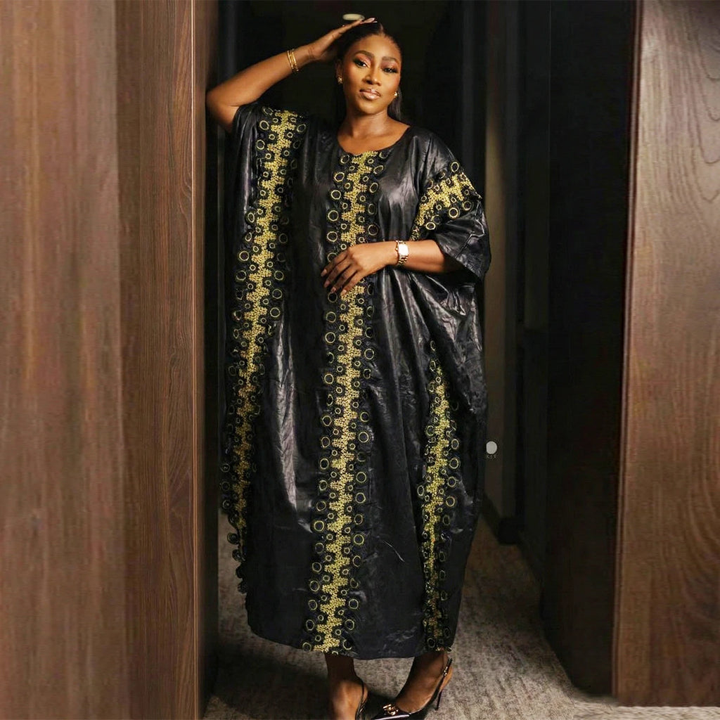 Sky Blue African Women Bazin Riche Boubou Dress Green Original Nigeria Basin Rich Brocade Wedding Party Dashiki Robe