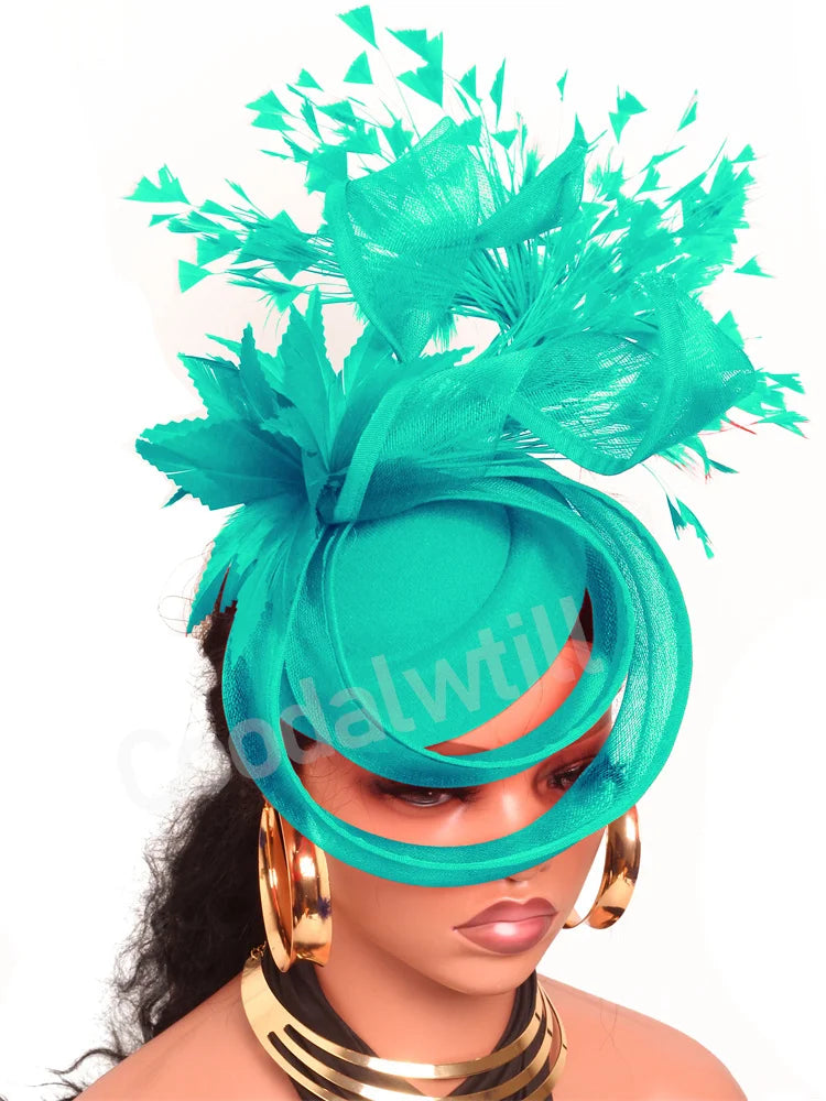Elegant Women's Fascinator Kentucky Derbie Headwear Chapeau Cap With Feather Clips