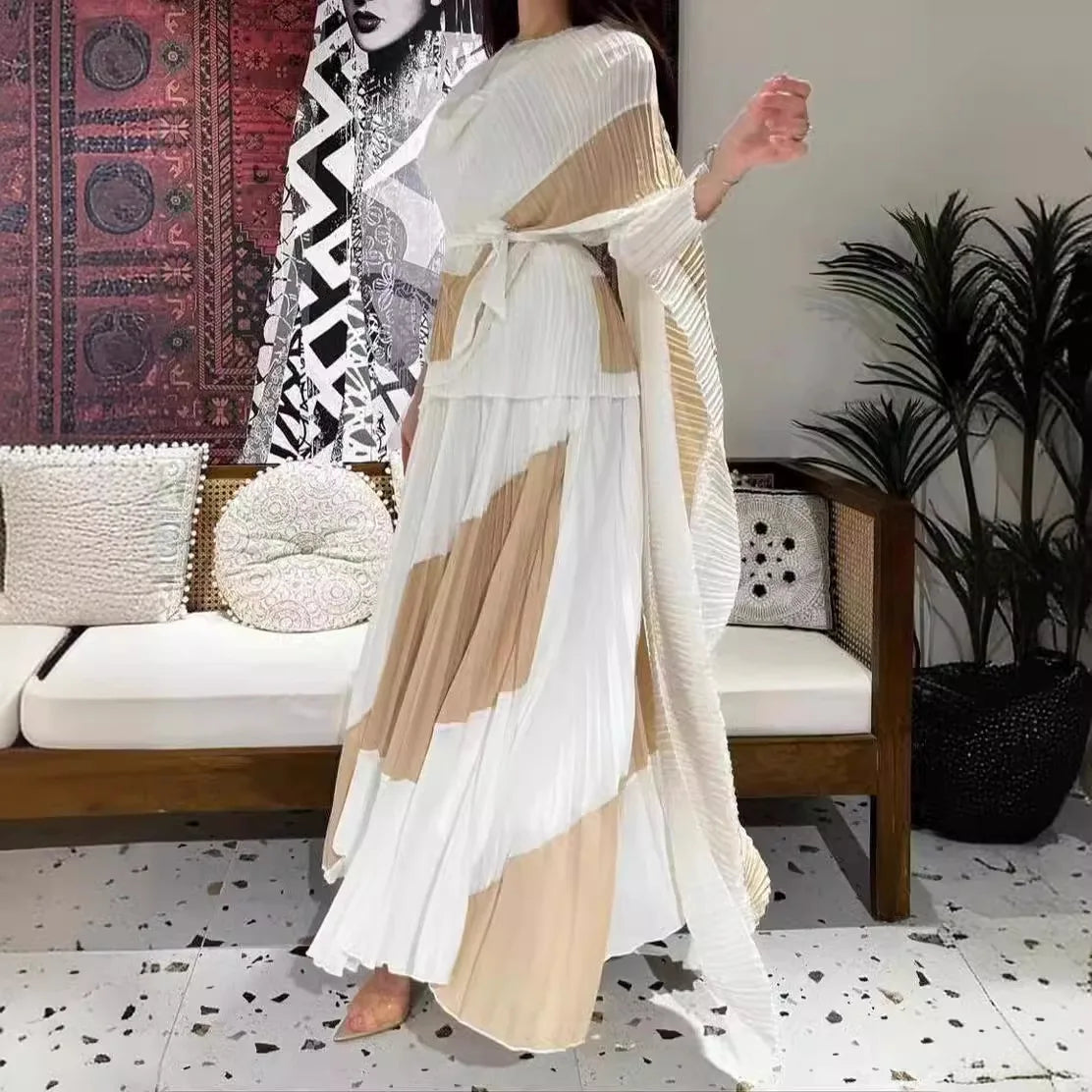 Autumn Women's Color Matching Set Shawl Top Long Elastic Waist Skirt Two-piece Set