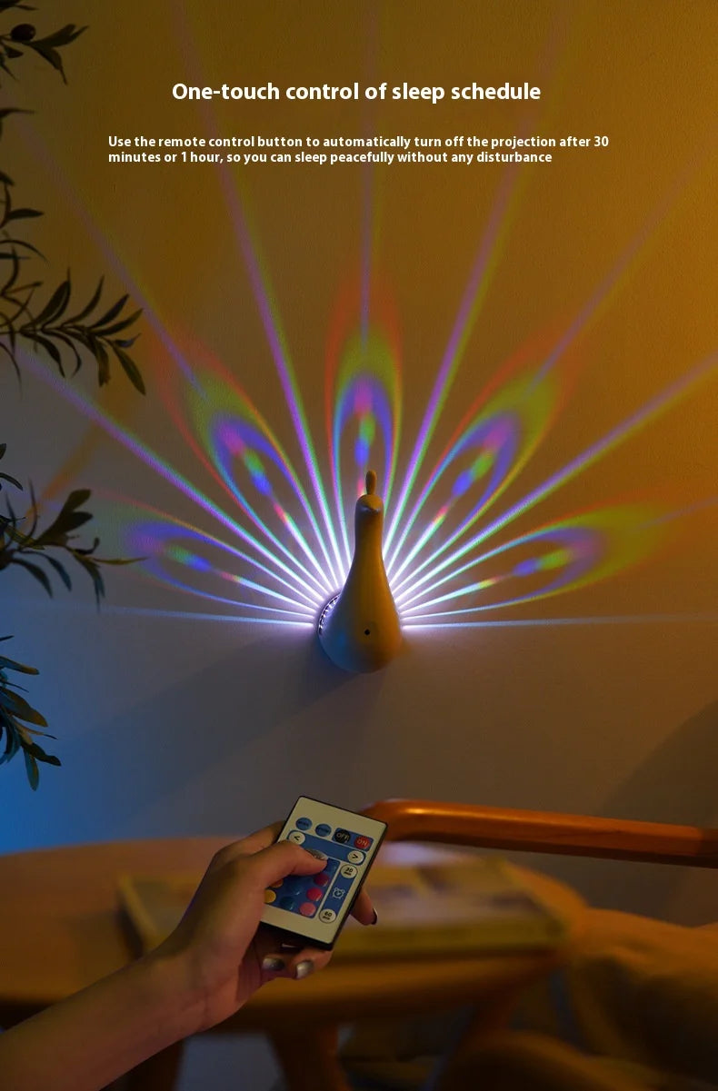 Peacock 3D Wall Sconce Light | Colourful Ambient Bedroom Lamp |