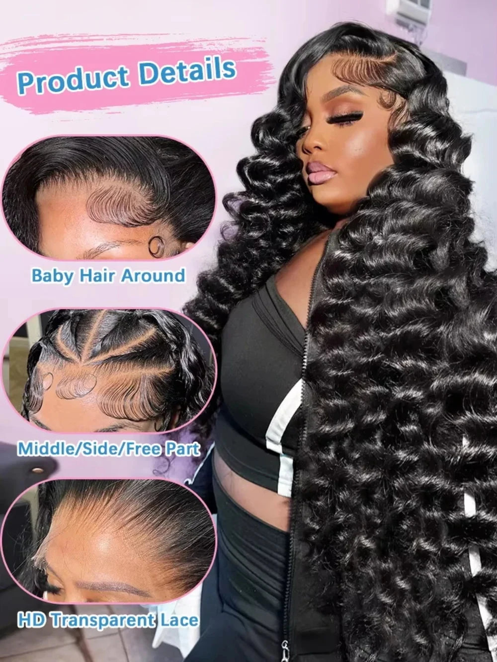 40 Inch Loose Deep Wave Brazilian Human Hair Wig 13x6 HD Lace Frontal 13x4 Lace Wig Frontal for Women with Swiss Lace Average Cap Size