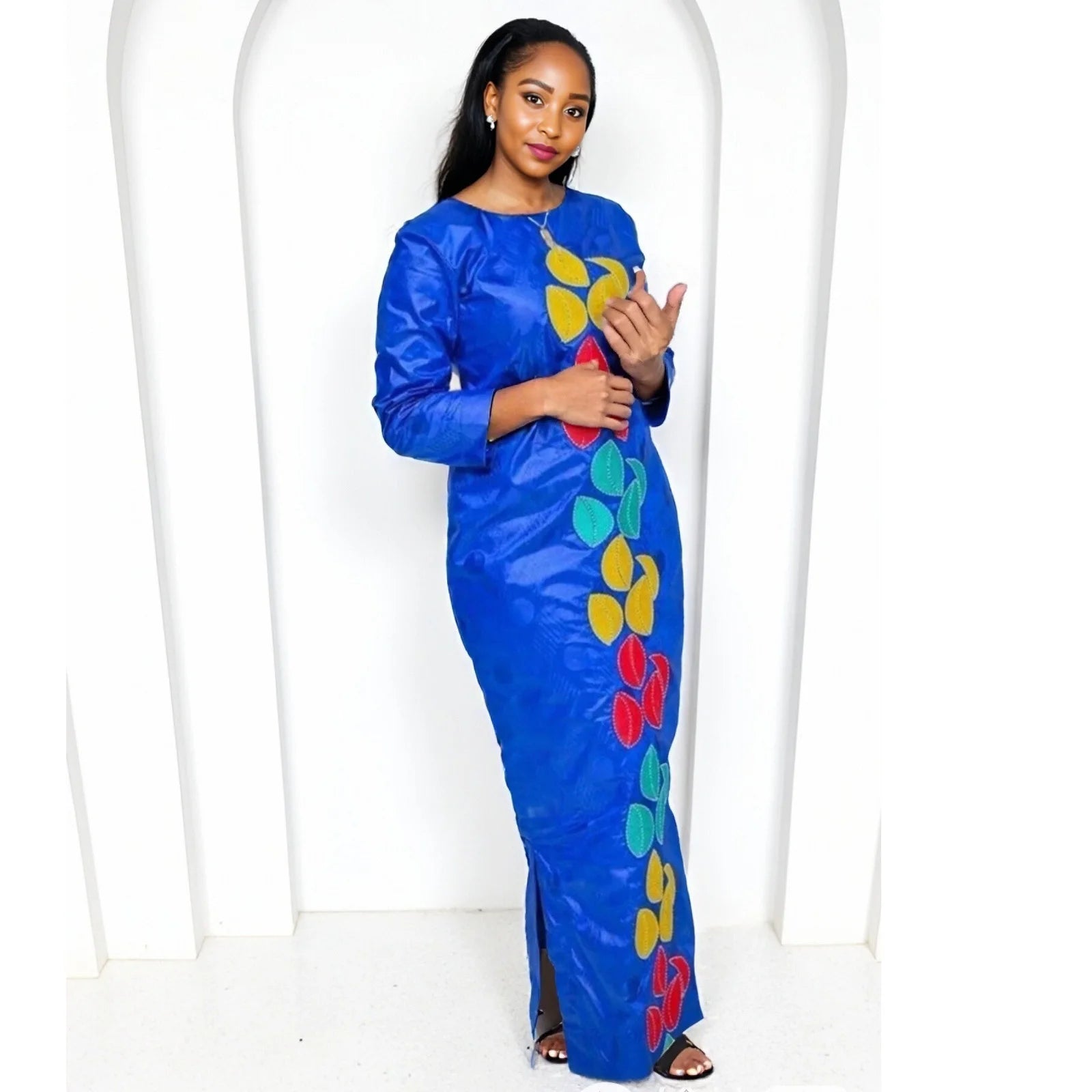 African Dresses For Women Luxury Boubou Material Rich Embroidery Design