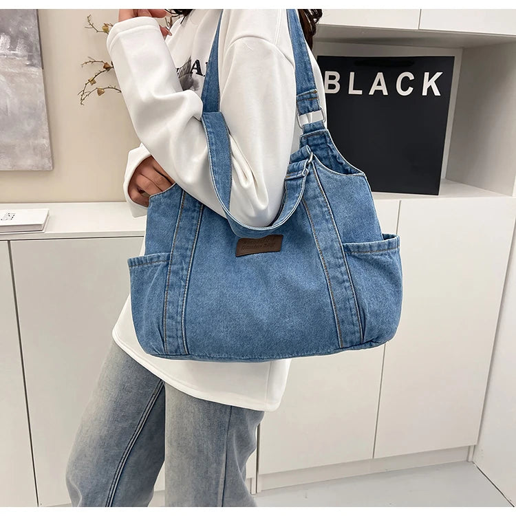 Fashion Luxury Women's Shoulder Bag Denim Fabric High Quality Women's Handbags Large Capacity Multi Functional Women‘s Tote Bag