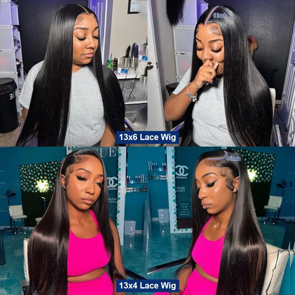 40 Inch Straight Drawstring 360 Full Lace Wig Human Hair 100% 13x6 HD Transparent Lace Frontal Wigs 5x5 Glueless Wigs For Women