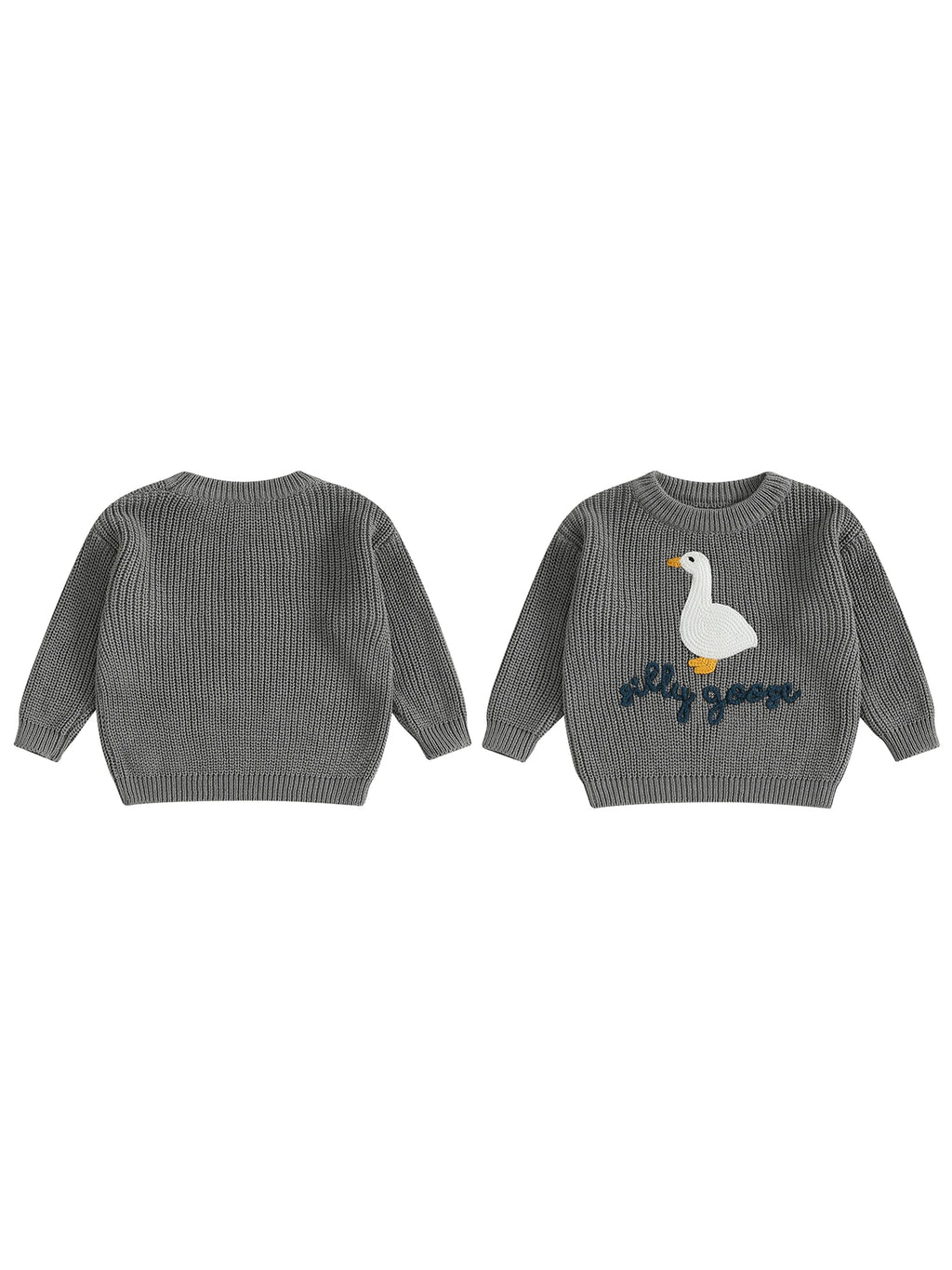 Infant Toddler Duck Sweater Cute Animal Embroidered Crewneck Long Sleeve Pullover Cozy Knit Tops for Baby Boys Girls