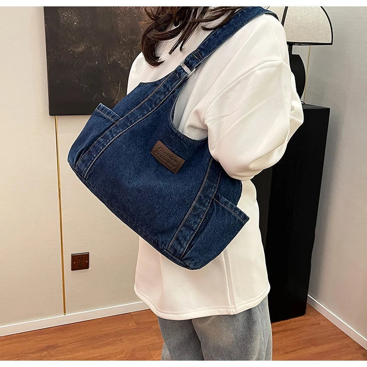 Fashion Luxury Women's Shoulder Bag Denim Fabric High Quality Women's Handbags Large Capacity Multi Functional Women‘s Tote Bag