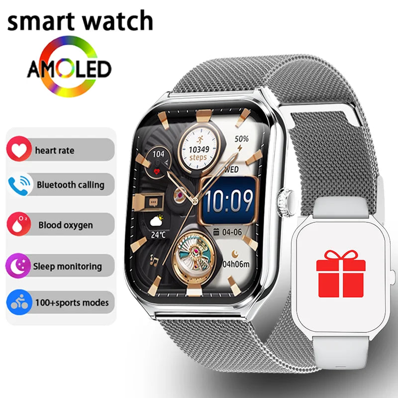 New Ultra Thin Smart Watch men 1.96" AMOLED 360*360 HD Pixel Display Always Show Time Bluetooth Call Reminder Smartwatch Ladies