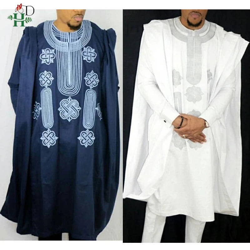 African Suit Men Robe Shirt and Pants Set Long Sleeve