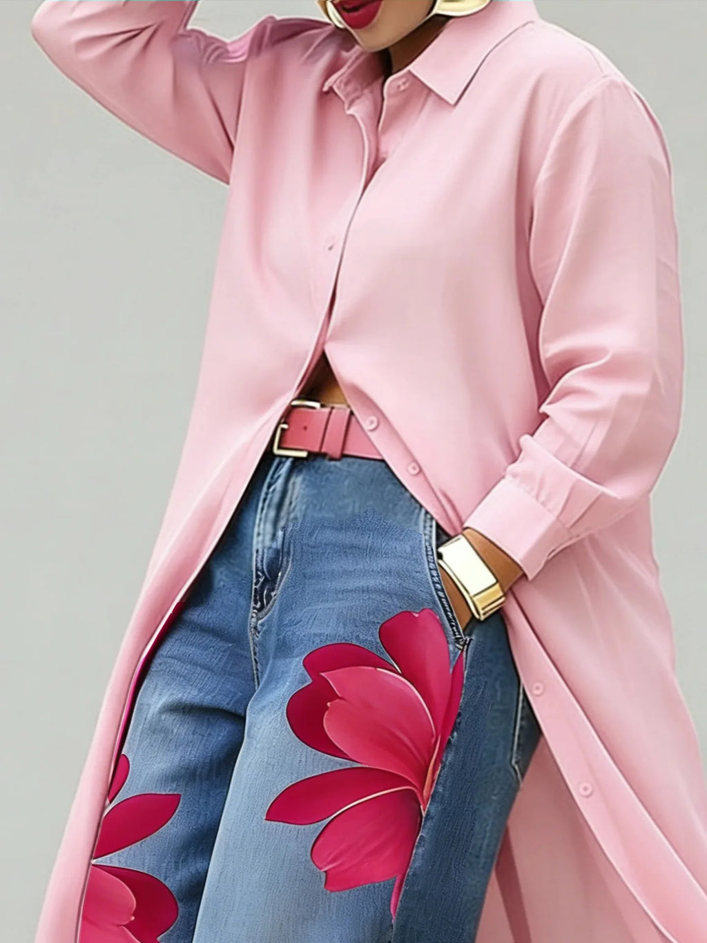 Casual Plus Size Shirt for Women's Longline Button Down Shirt Long Sleeve Loose Fit Maxi Tunic Blouse Open Front Cardigan Top