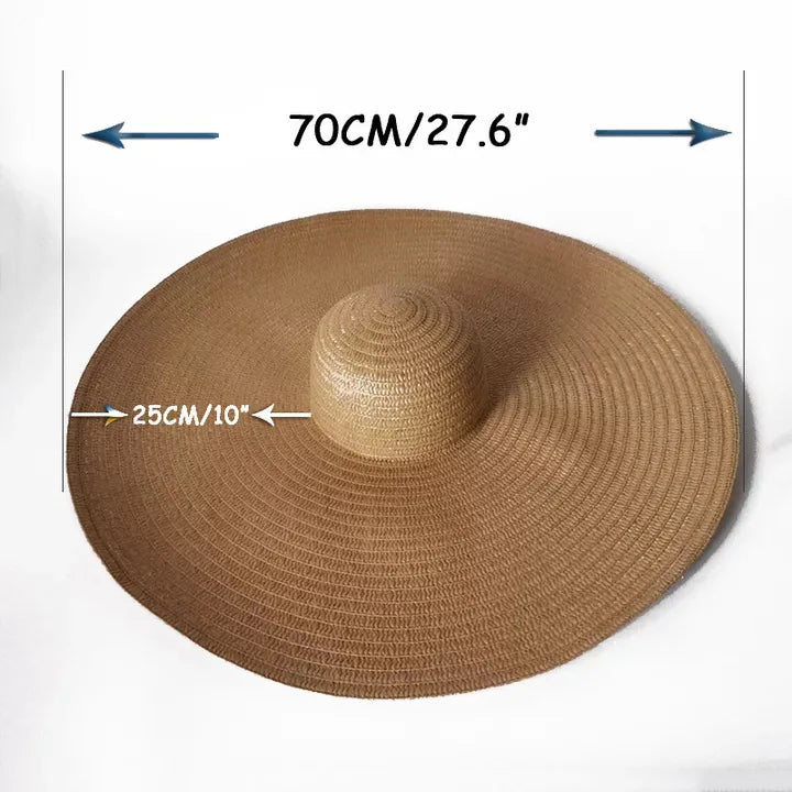 Oversized Beach Straw Hats for Women Floppy Extra Large Sun Visor Hat Wide Brim Summer Roll Up Big Beach Hat Women Foldable