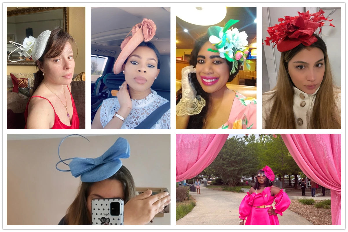 Green Fascinators Millinery Hat Party Tea Chapeau Headband New 4-Layer Sinamay Female Bridal Married Headpiece Fashion Occasion