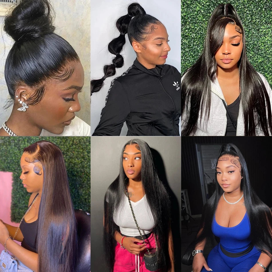 40 Inch Straight Drawstring 360 Full Lace Wig Human Hair 100% 13x6 HD Transparent Lace Frontal Wigs 5x5 Glueless Wigs For Women