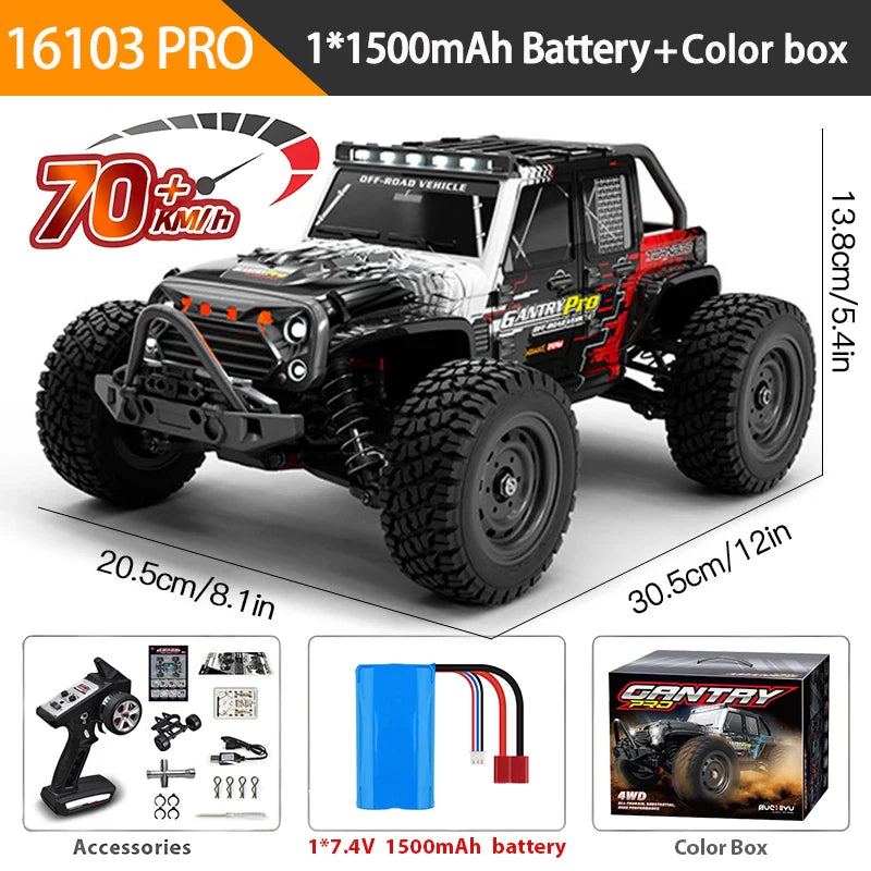 1:16 70KM/H Or 50KM/H 4WD RC Car With LED Remote Control Cars High Speed Drift