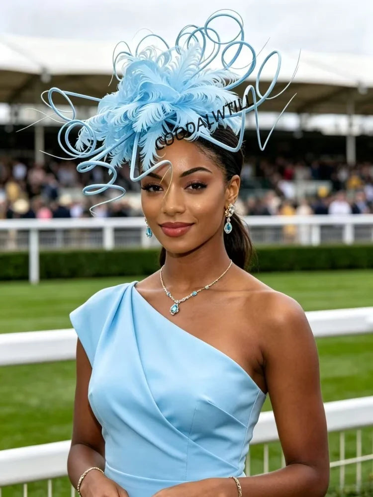 Elegant Fascinator Decorated With Soft Feather Women Race Day Headwear Formal Cocktail Party And Photoshoot Hair Accessories