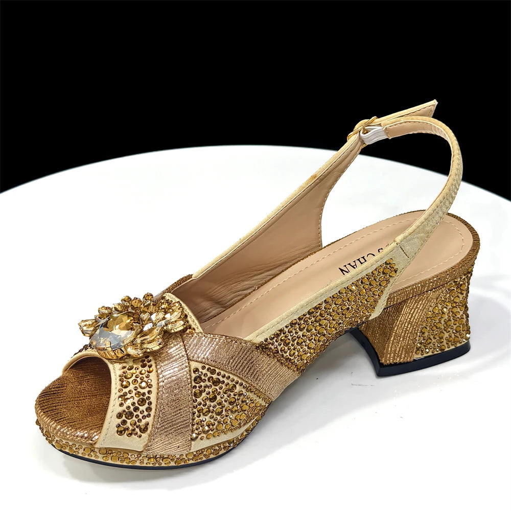 Elegant Women's Peep-Toe Heels and Matching Wine Color Diamond Pumps Set - Stylish Italian Shoes and Bags for Parties
