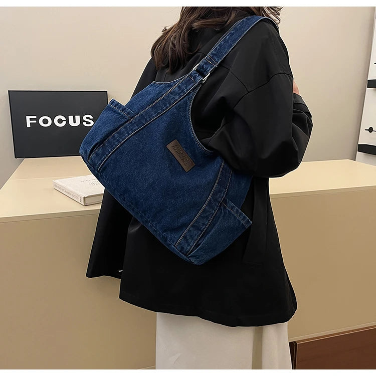 Fashion Luxury Women's Shoulder Bag Denim Fabric High Quality Women's Handbags Large Capacity Multi Functional Women‘s Tote Bag