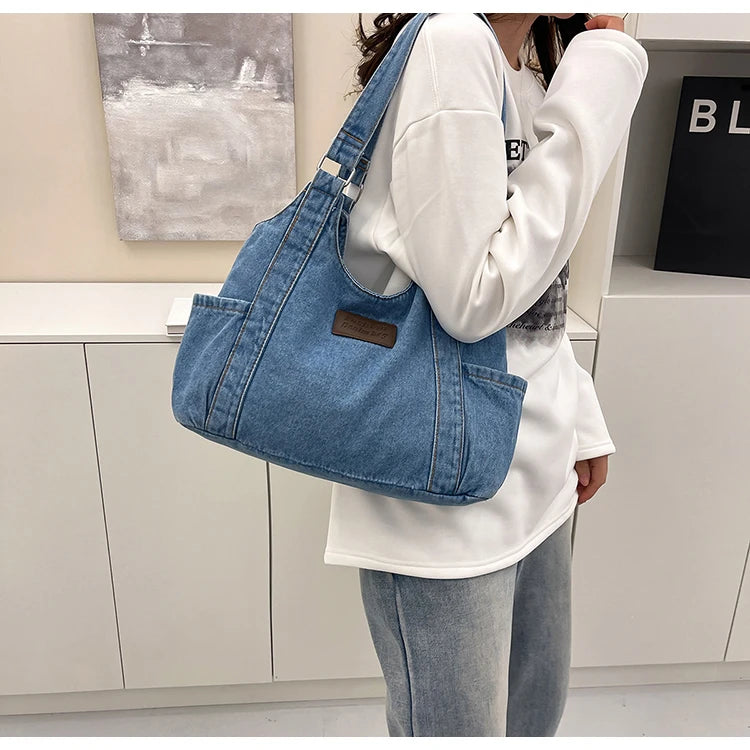 Fashion Luxury Women's Shoulder Bag Denim Fabric High Quality Women's Handbags Large Capacity Multi Functional Women‘s Tote Bag