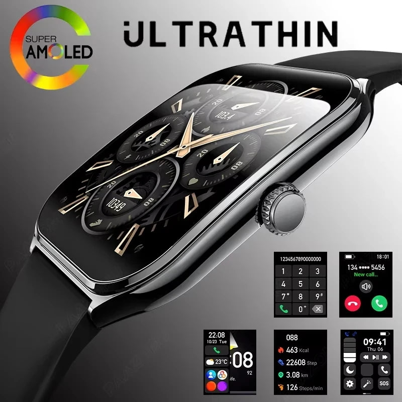 New Ultra Thin Smart Watch men 1.96" AMOLED 360*360 HD Pixel Display Always Show Time Bluetooth Call Reminder Smartwatch Ladies