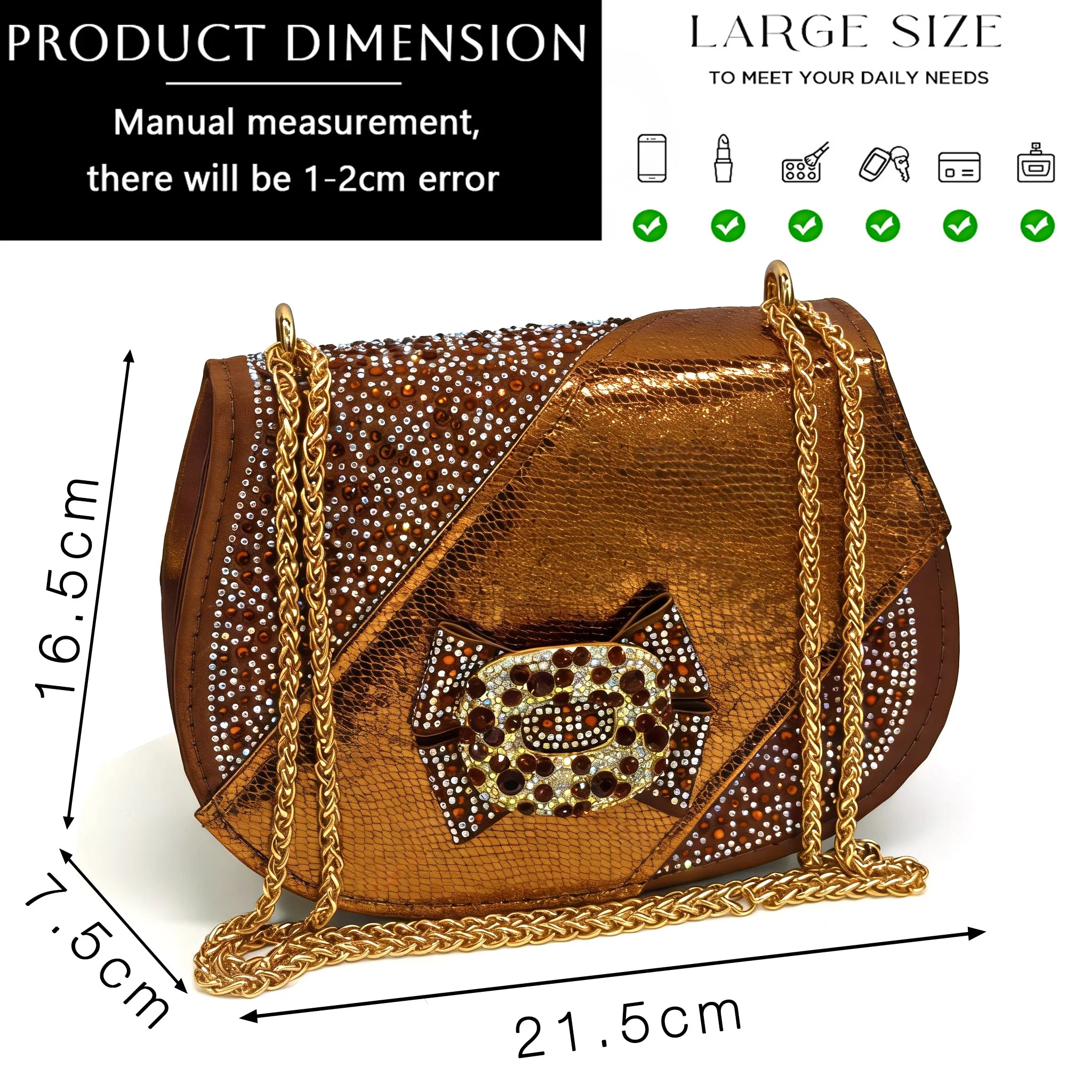 Women Elegant Orange High Heel Shoe and Matching Bag Set with Rhinestone Accents Stylish Peep Toe Design for Party