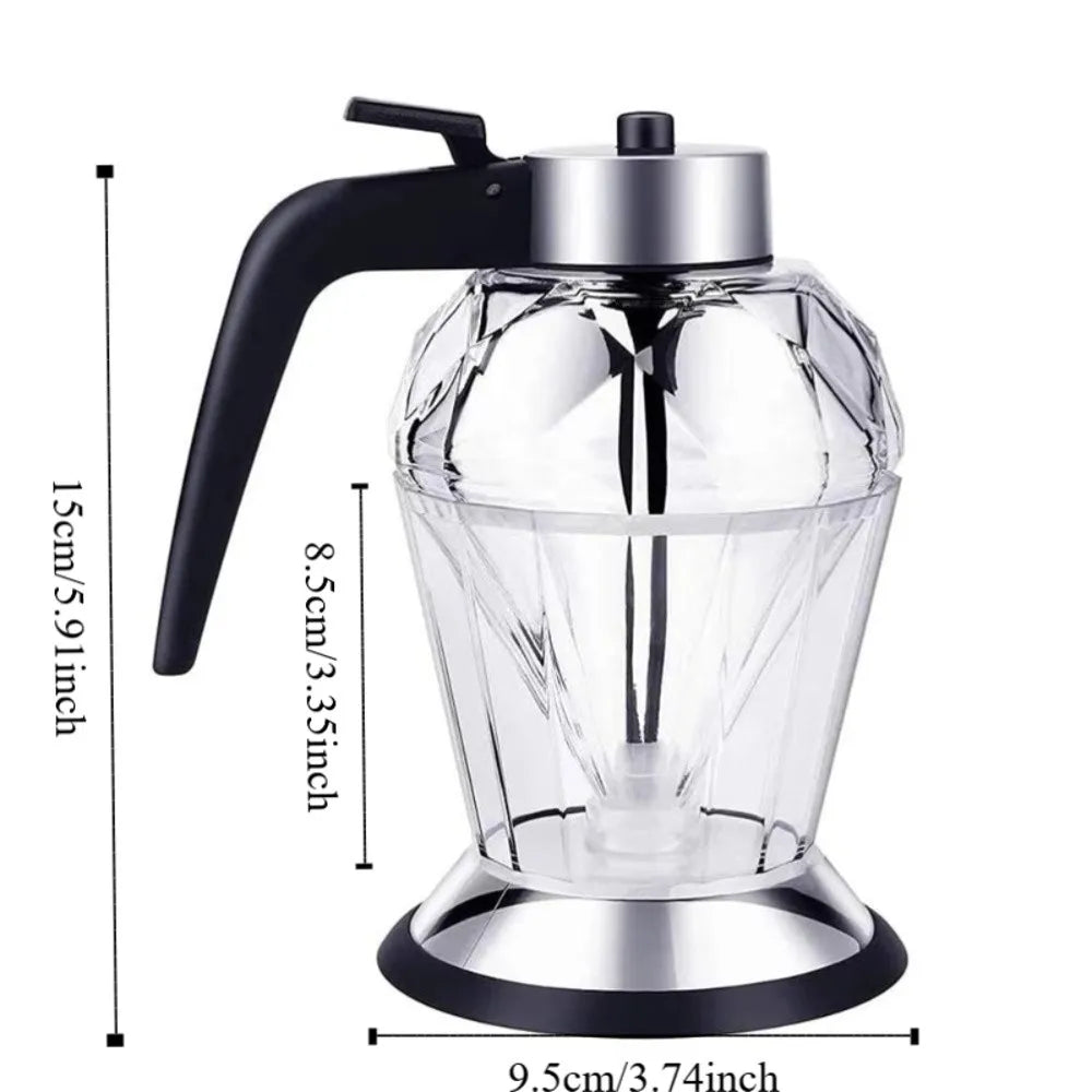 Diamond Glass Honey Dispenser 200ml | Oil, Vinegar & Sauce Dripper with Stand | HotTrendyPicks
