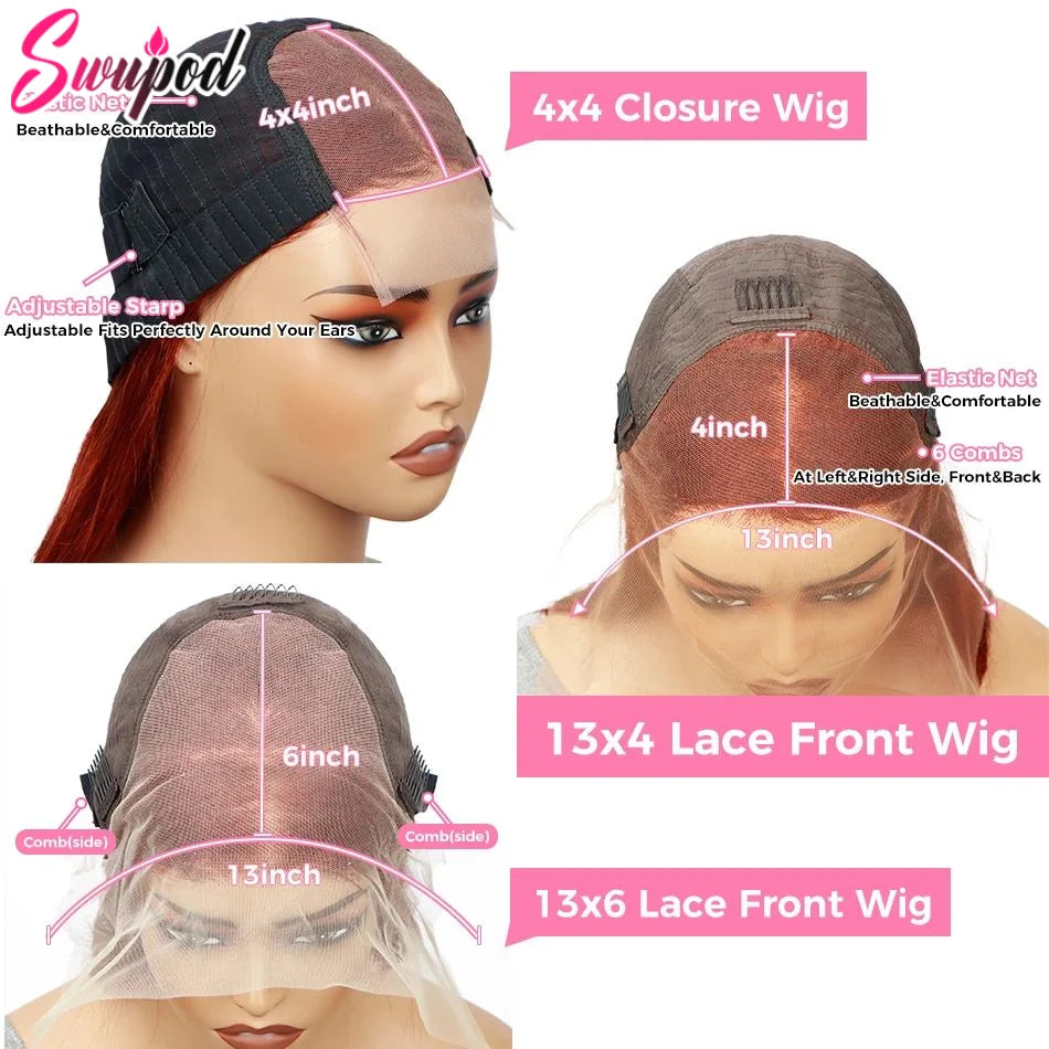 250% 360 Full Lace Ginger Orange Wig 13x6 HD Lace Frontal Wig 13x4 Front Deep Wave Curly Remy Human Hair Glueless PrePlucked