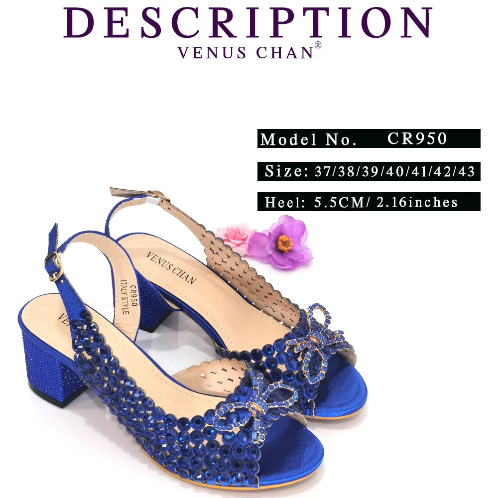 Italian Design Full Drill Elegant Wine Evening High Heels Wedding Party Shoes Matching Clutch Handbag