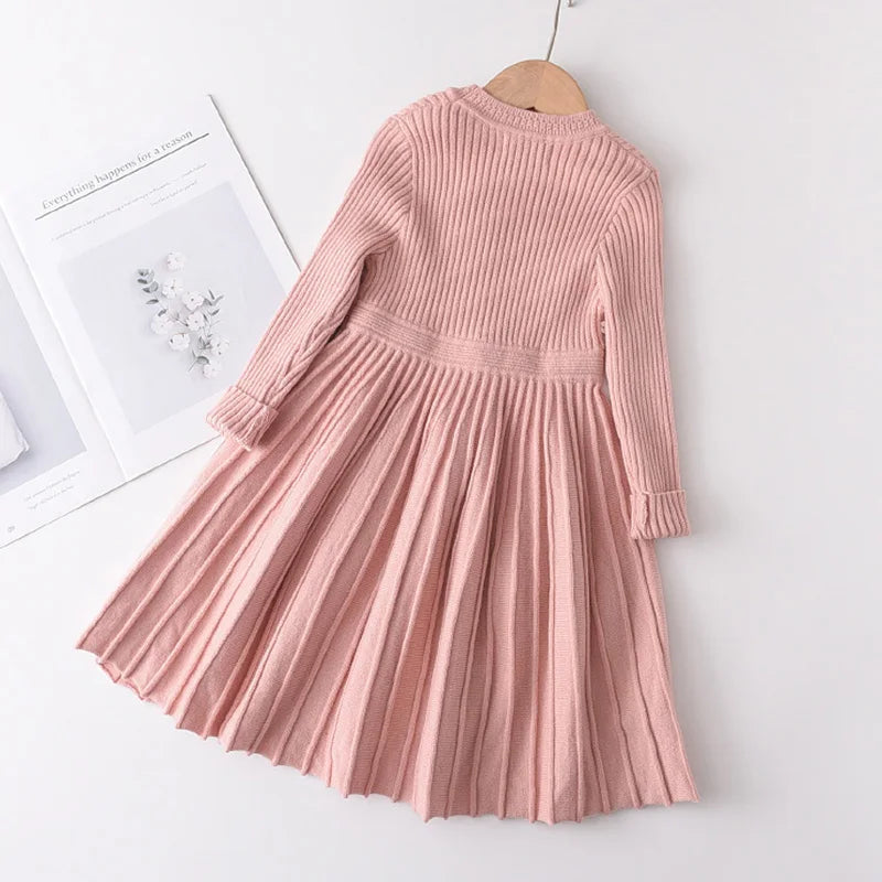 Girls Red Long Sleeve Sweater Tutu Party Dress Christmas New Year's Outfit Knee-Length Casual Cotton Polyester Turtleneck