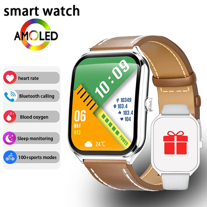 New Ultra Thin Smart Watch men 1.96" AMOLED 360*360 HD Pixel Display Always Show Time Bluetooth Call Reminder Smartwatch Ladies
