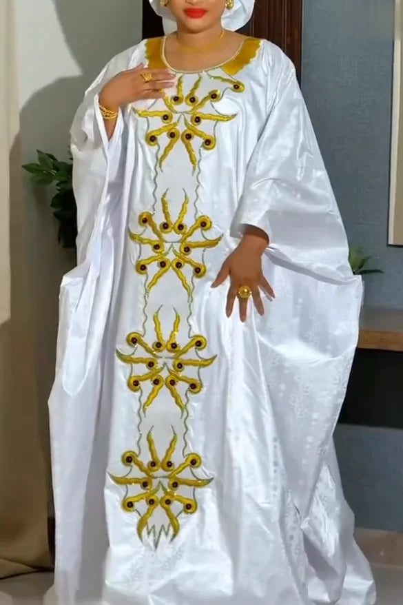 Traditional Embroidery African Dress | Church & Wedding Women's Outfit