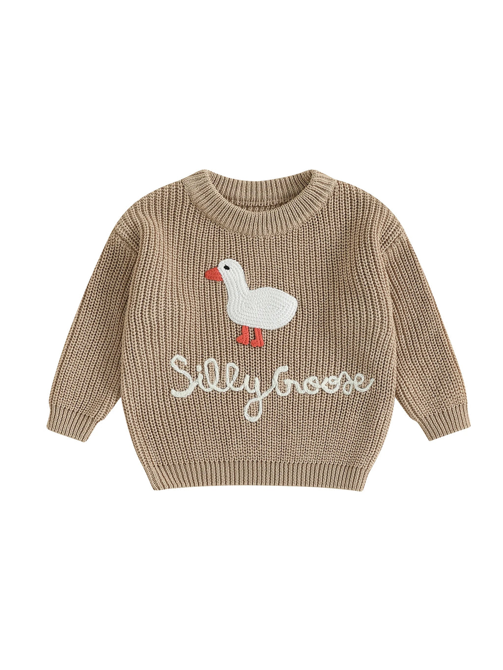 Infant Toddler Duck Sweater Cute Animal Embroidered Crewneck Long Sleeve Pullover Cozy Knit Tops for Baby Boys Girls
