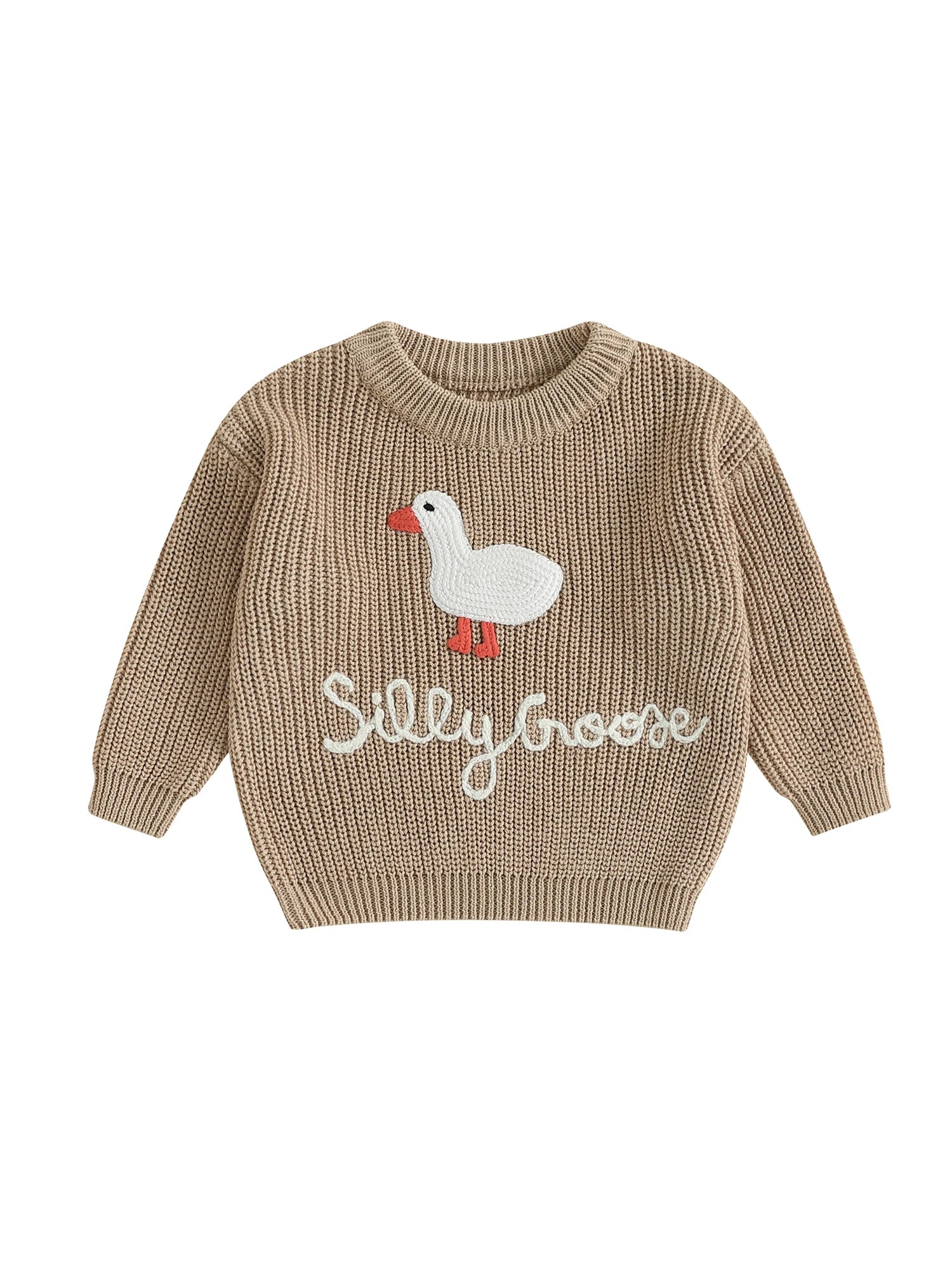 Infant Toddler Duck Sweater Cute Animal Embroidered Crewneck Long Sleeve Pullover Cozy Knit Tops for Baby Boys Girls