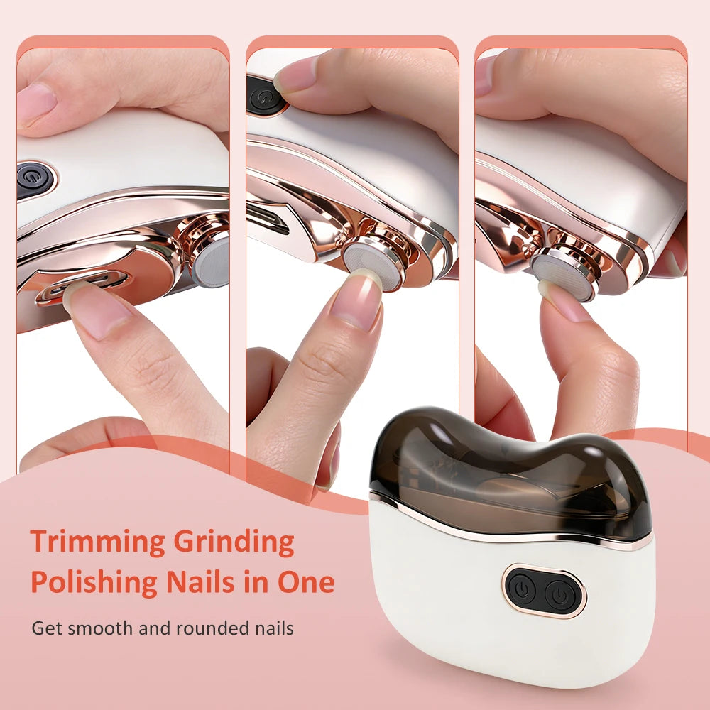 Automatic Electric Nail Clipper, 2 in 1 Auto Fingernail Cutter & Polishing Grinder for Baby Senior Adults, 2-Speed Nail Trimmer