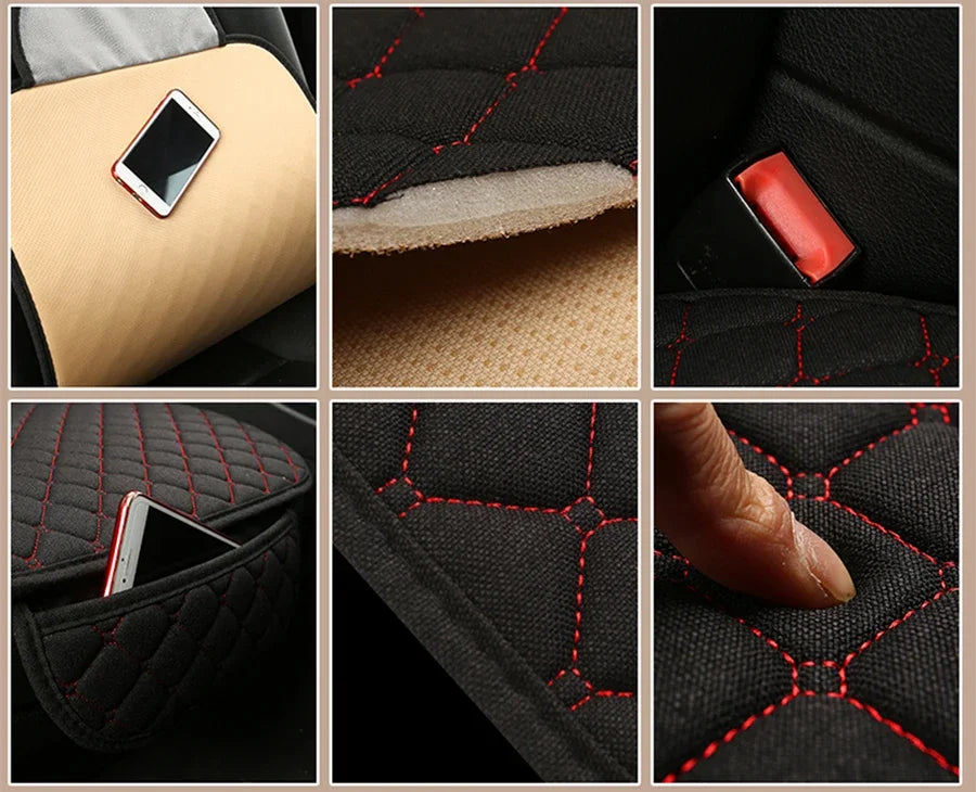 Universal Car Seat Cover Protector Linen Front Rear Back Flax Summer Cushion Pad Mat Sedan Suv Pick-up Car Interior Accessories