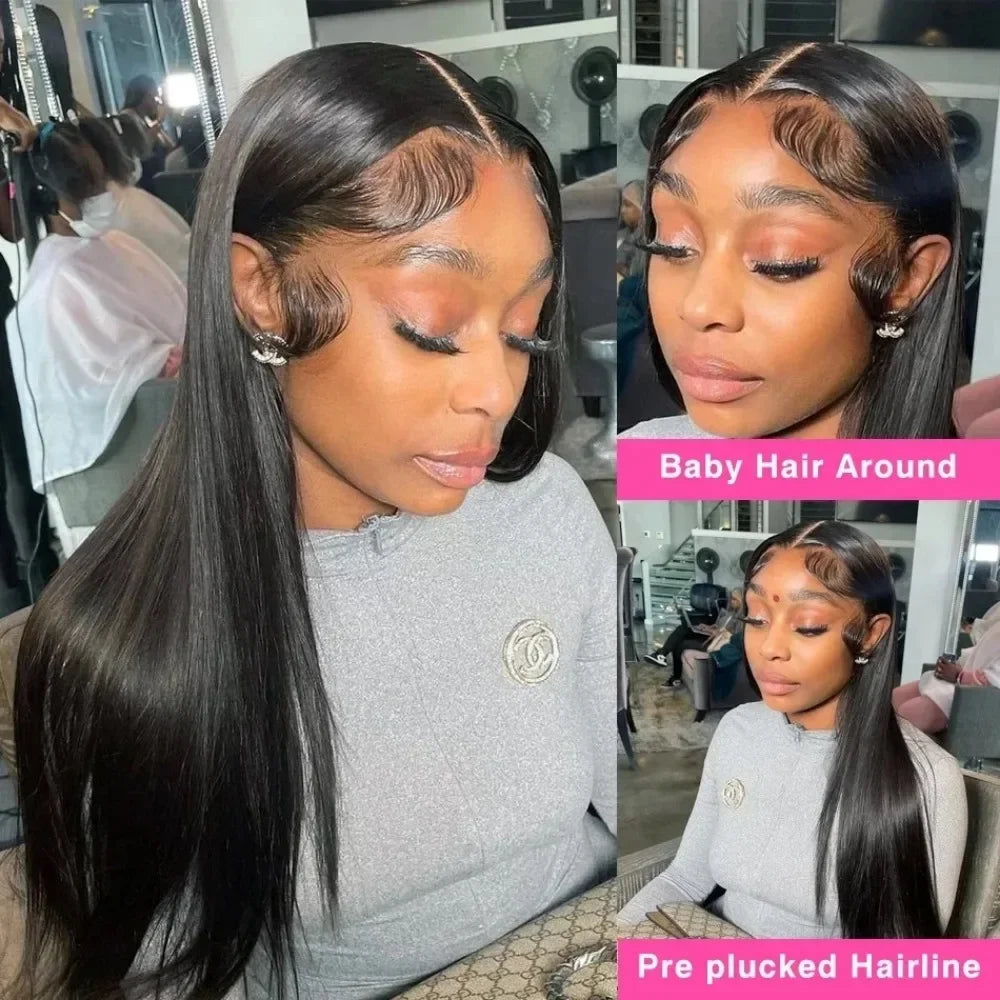 200 Density 13x4 13x6 Full Frontal 360 HD Transparent Lace 40 46 Inch Long Straight 5x5 Closure Human Hair Pre plucked Wigs