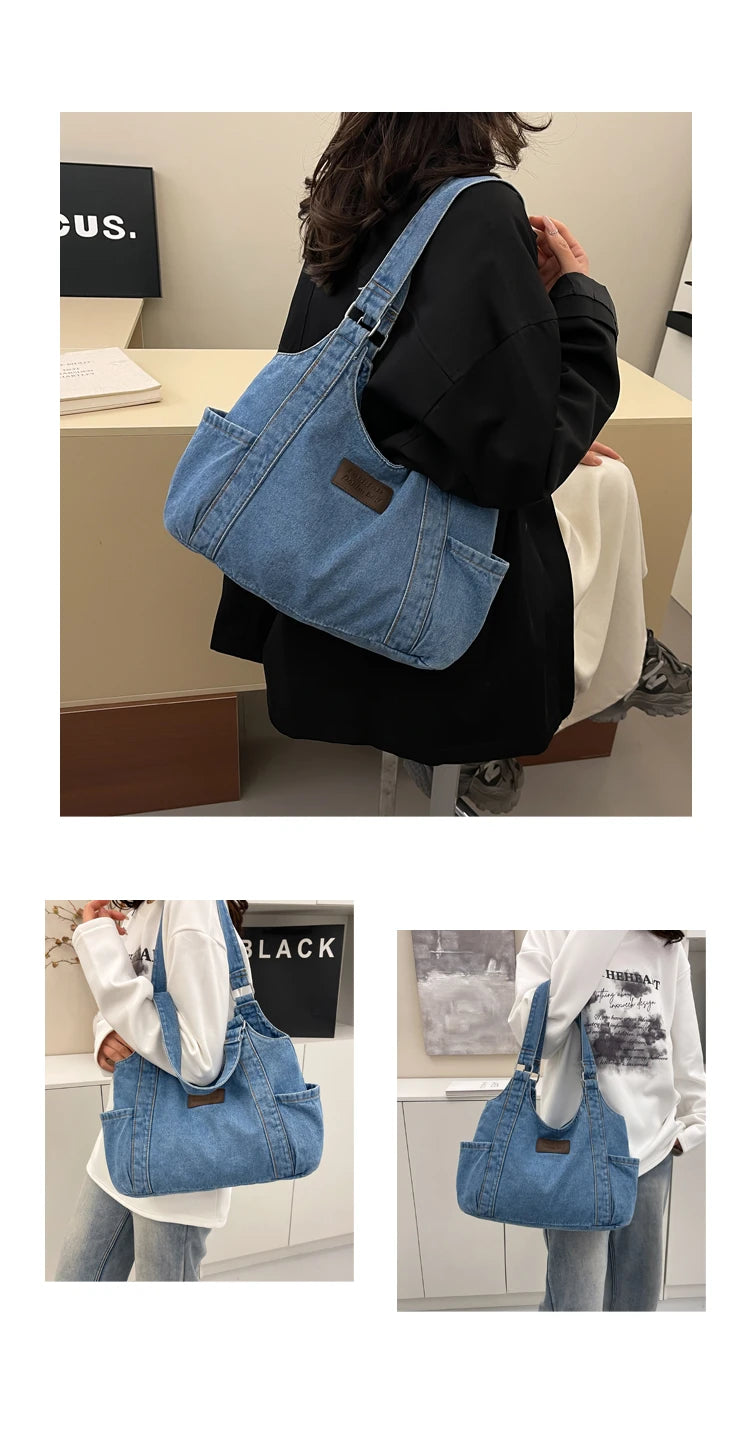 Fashion Luxury Women's Shoulder Bag Denim Fabric High Quality Women's Handbags Large Capacity Multi Functional Women‘s Tote Bag