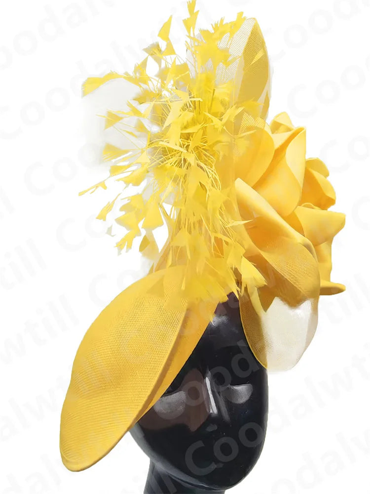 Big Flower Fascinator Derby Hat Women Party Dinner Headpiece Royal Ascot