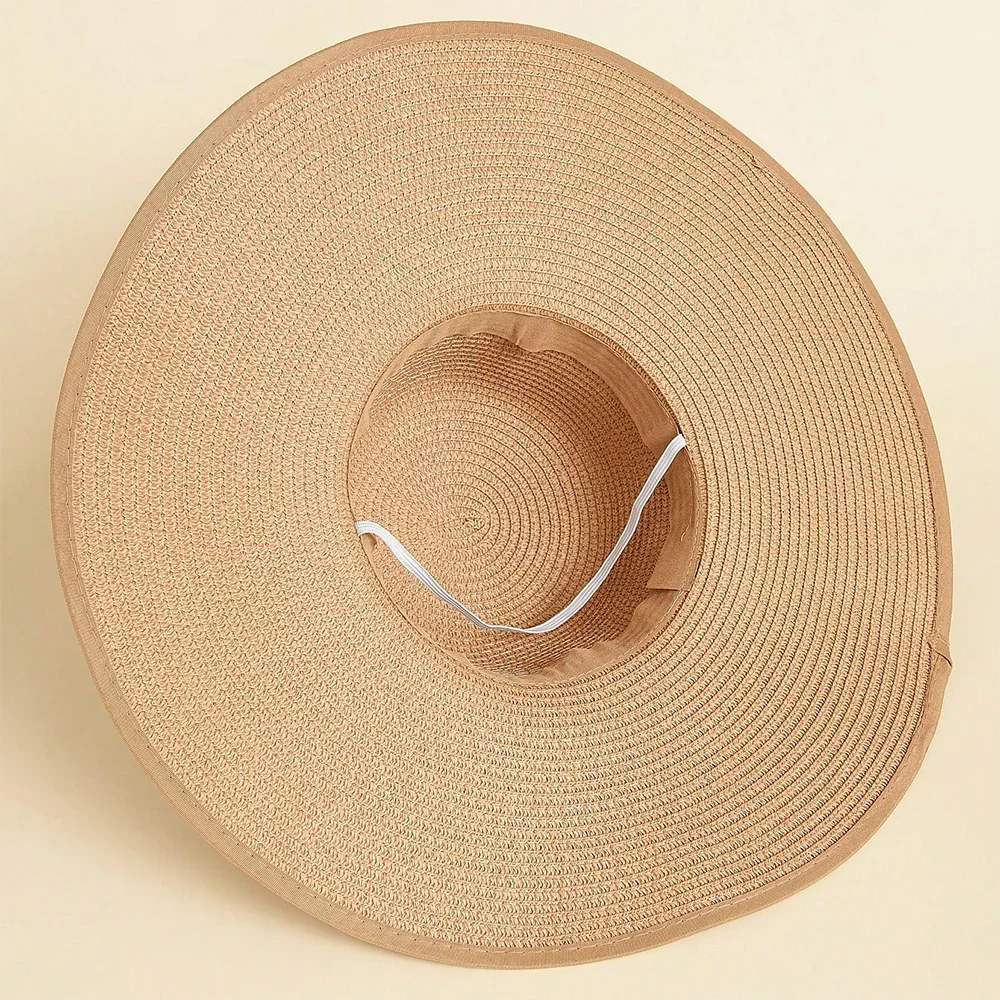 Women's Oversize Brim Straw Hat Women's Summer Sun Block Big Brim Hat Seaside Bow Beach Hat Suitable For Sun Protection