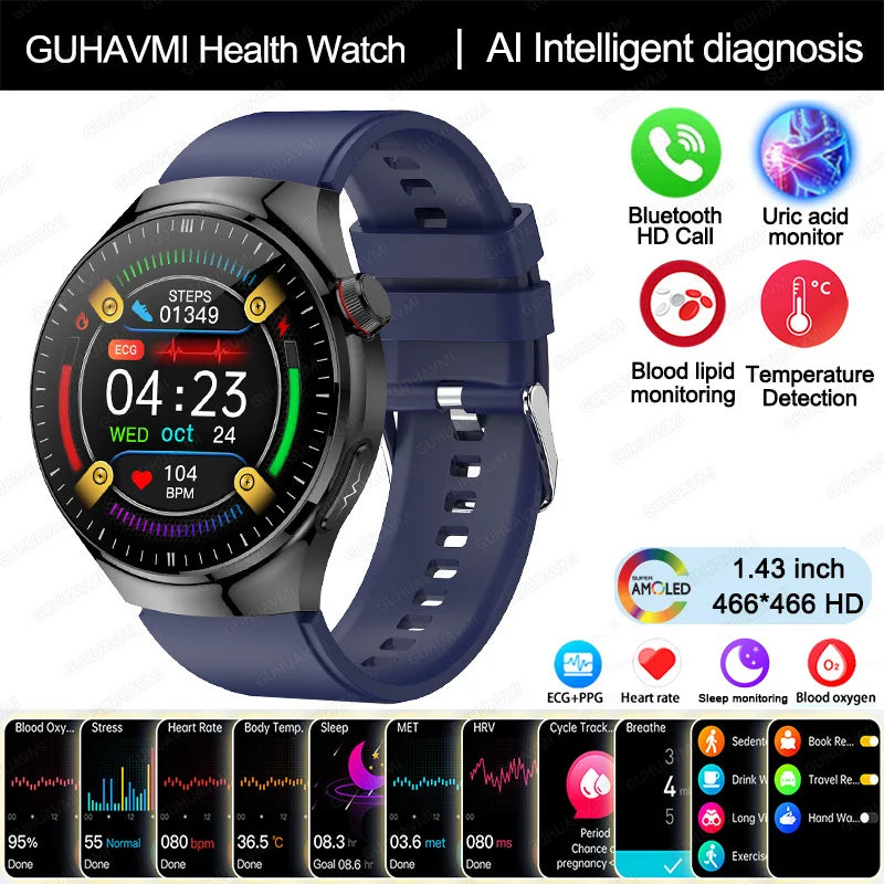 Nursing Grade Health Smartwatch | ECG+PPG Blood Lipid Uric Acid Body Temp