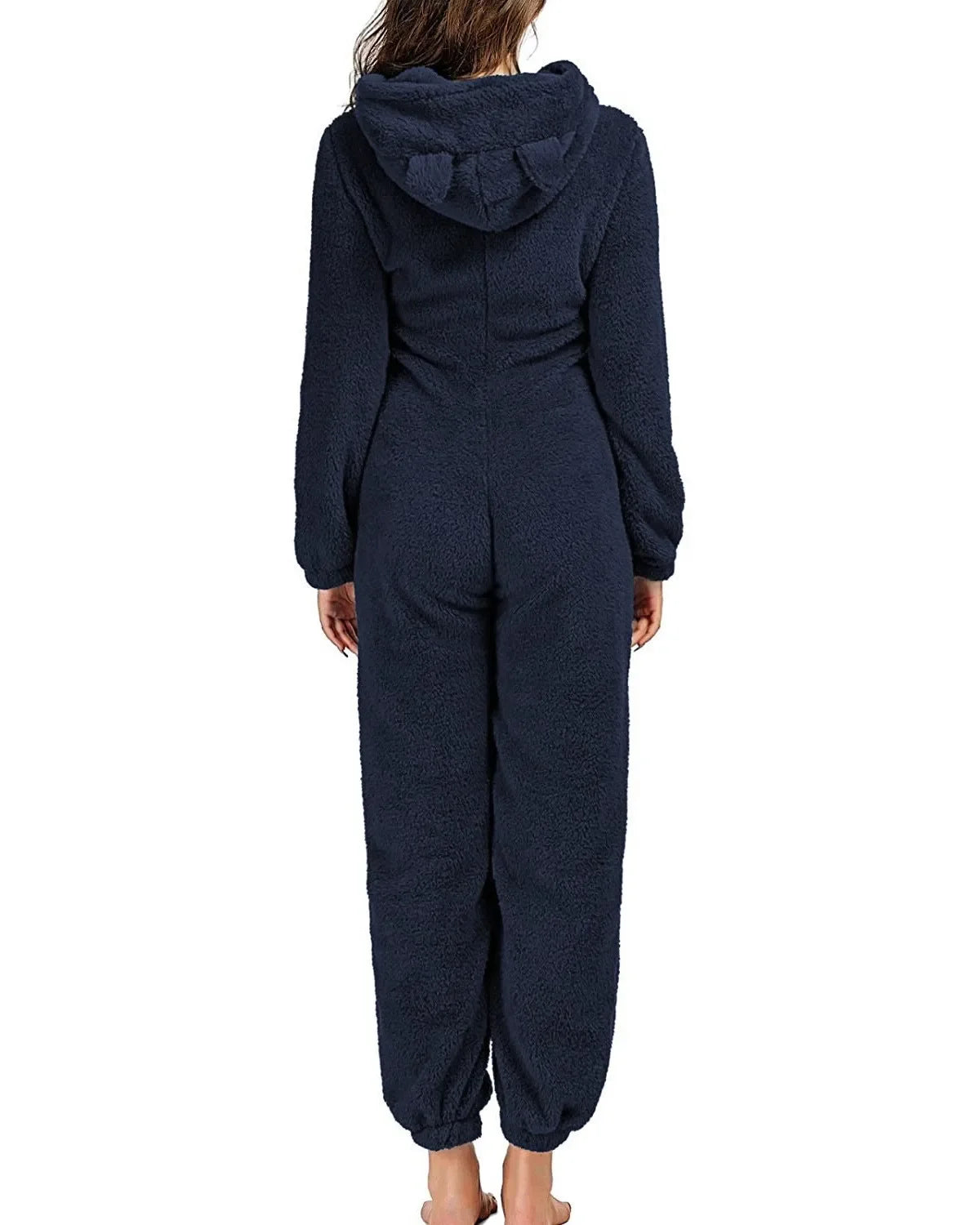 Autumn Winter Thick Fleece Women's Onesie Pajamas with Hat Casual Style Comfortable Soft Fabric
