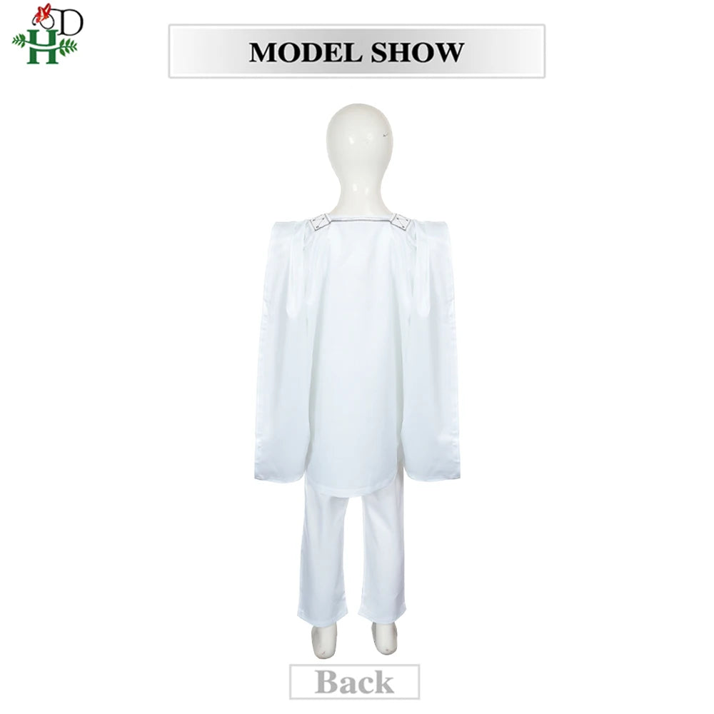 Boys White Blue Long Sleeve Tops Embroidery Dashiki Robe Shirt And Pant Set 3 PCS