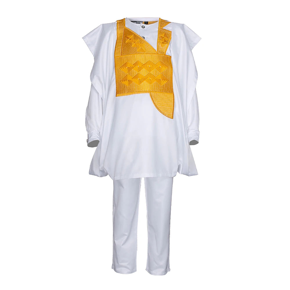 Children's African Dashiki 3-Piece Set | Embroidery Top, Pants & Robe | Ages 2–10