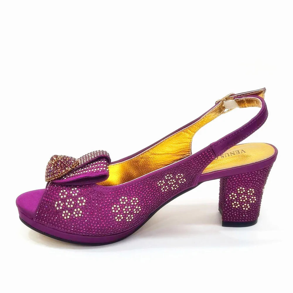 Italian Design Girly Style Golden Color Wedding Shoes And Bag Full Diamond Decoration Metal Closure Bags