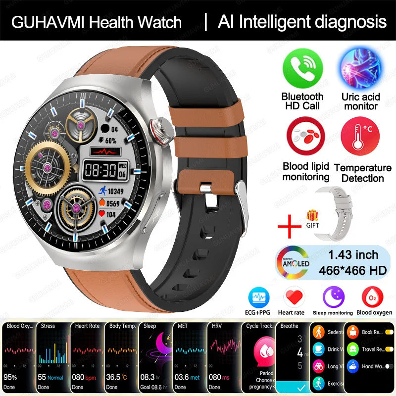 Nursing Grade Health Smartwatch | ECG+PPG Blood Lipid Uric Acid Body Temp